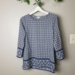 Lila Rose blue and white mosaic print tuni…
